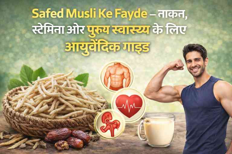 Safed Musli Ke Fayde – ताकत, स्टैमिना और पुरुष स्वास्थ्य के लिए आयुर्वेदिक गाइड